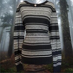 Merona Black and Gray Striped Women's Sweater